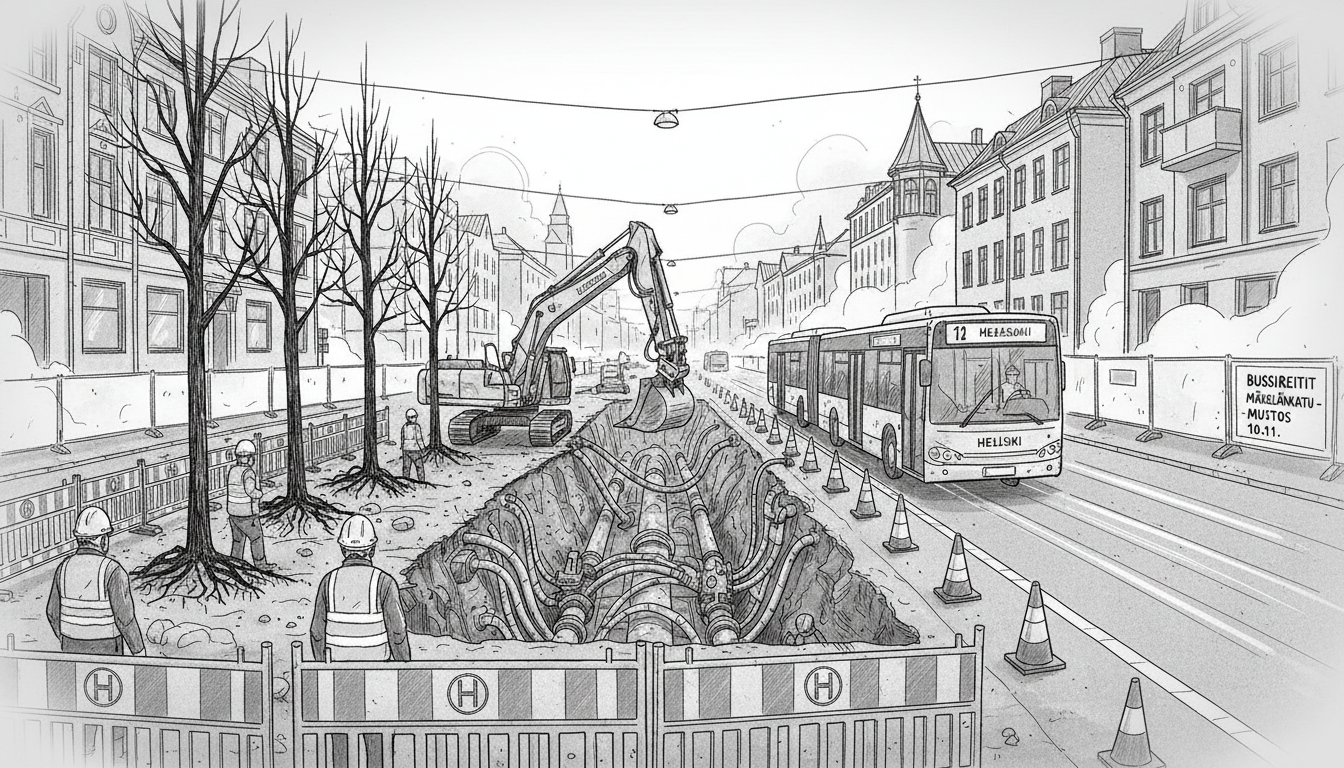 Two-Year Street Renovation Begins on Helsinki's Mäkelänkatu