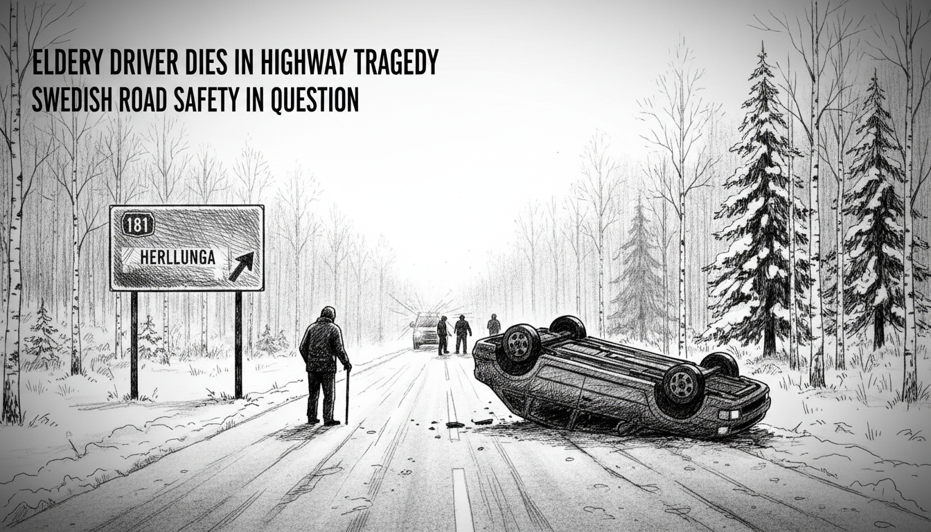 Elderly Driver Dies in Single-Vehicle Rollover Accident on Swedish Highway