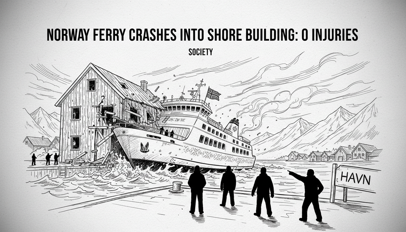 Norway Ferry Crashes Into Shore Building: 0 Injuries