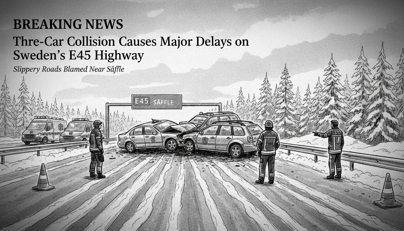 Three-Car Collision Causes Major Delays on Sweden's E45 Highway