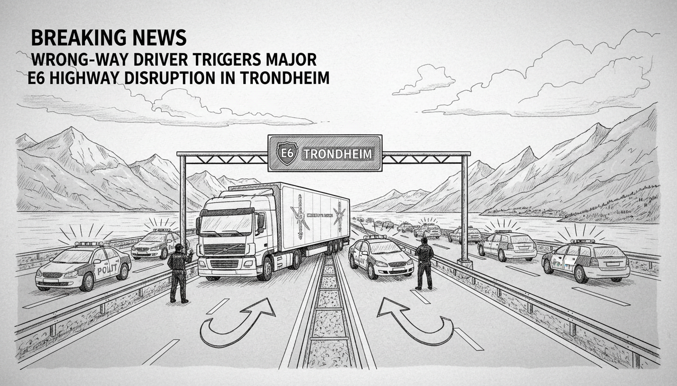 Wrong-Way Driver Triggers Major E6 Highway Disruption in Trondheim