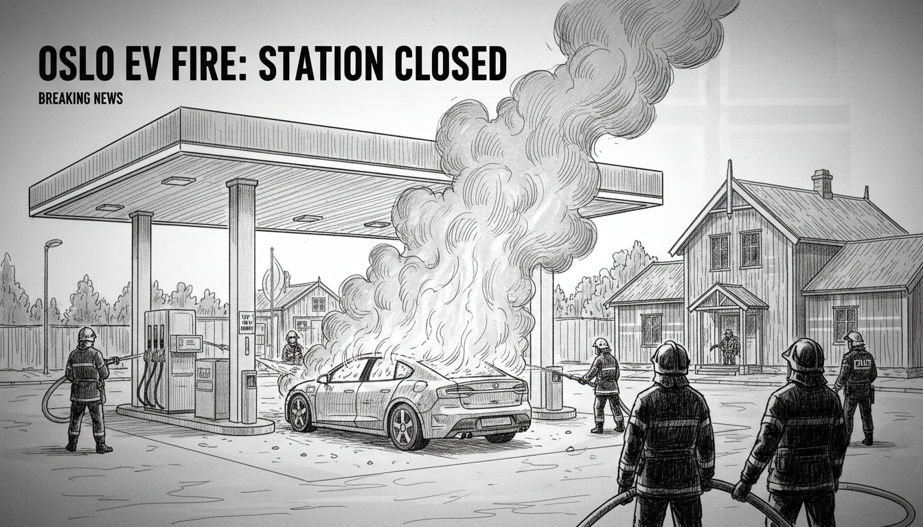 Electric Vehicle Fire Forces Oslo Gas Station Closure