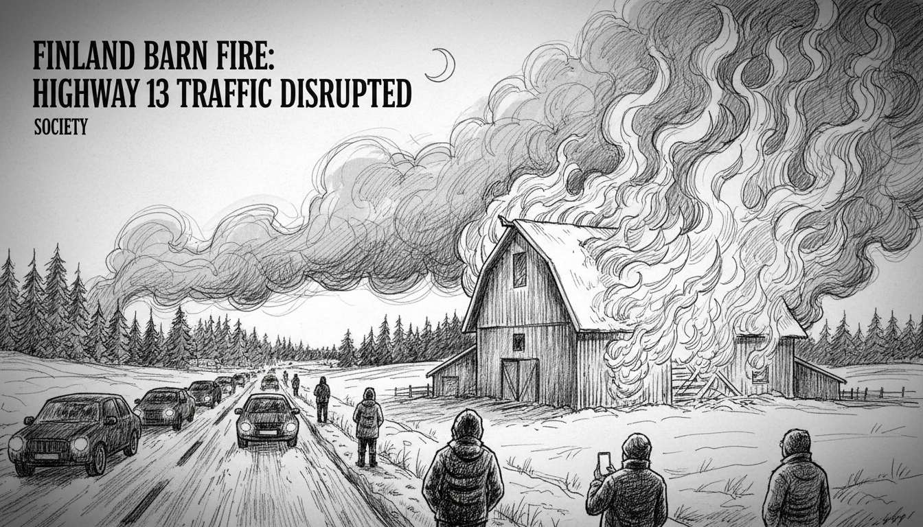 Finland Barn Fire: Highway 13 Traffic Disrupted