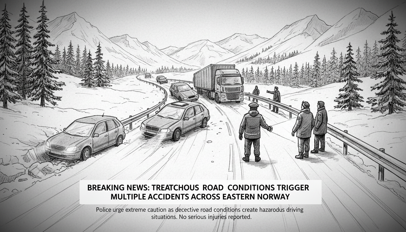 Treacherous Road Conditions Trigger Multiple Accidents Across Eastern Norway