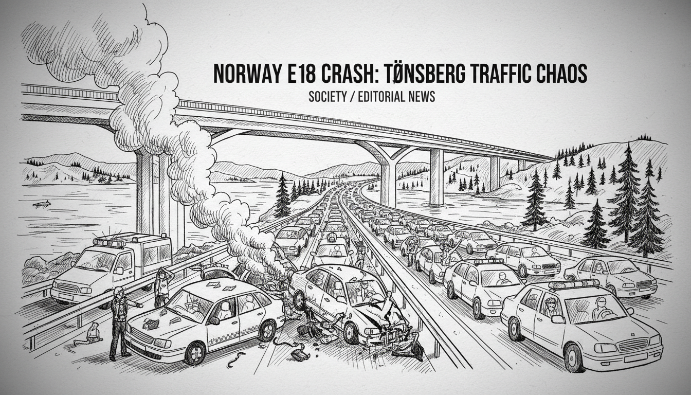 Norway E18 Crash: Tønsberg Traffic Chaos After Accident