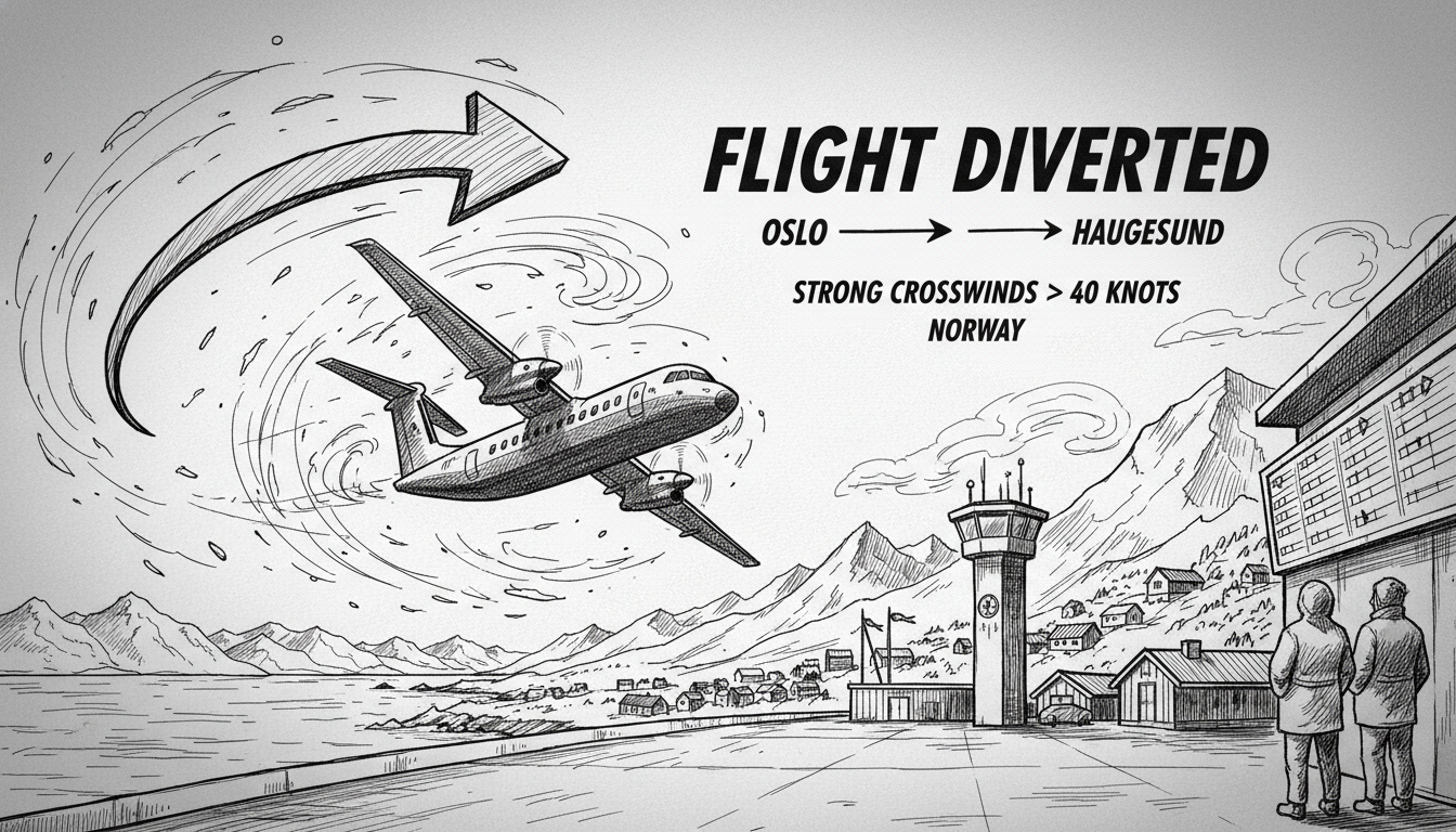 Flight from Oslo Diverted from Haugesund Due to Strong Crosswinds