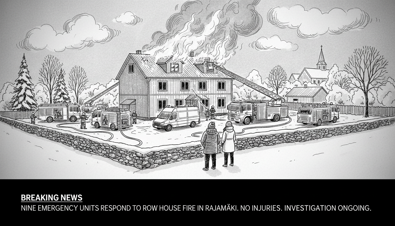 Nine Emergency Units Respond to Row House Fire in Rajamäki