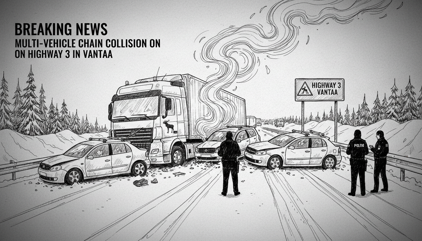 Multi-Vehicle Chain Collision on Highway 3 in Vantaa