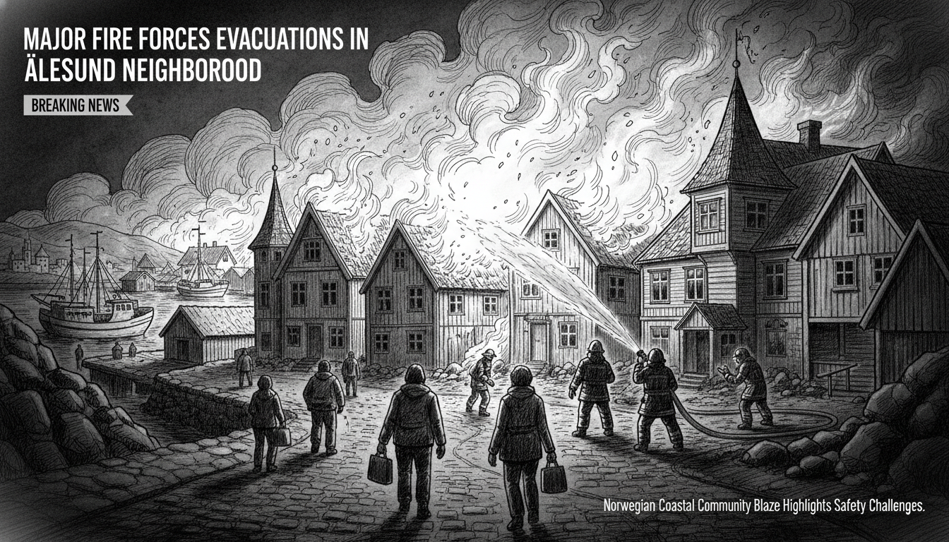 Major Fire Forces Evacuations in Ålesund Neighborhood