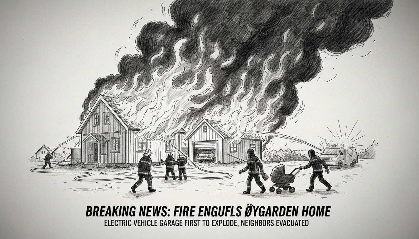 Fire Engulfs House and Garage in Øygarden Community