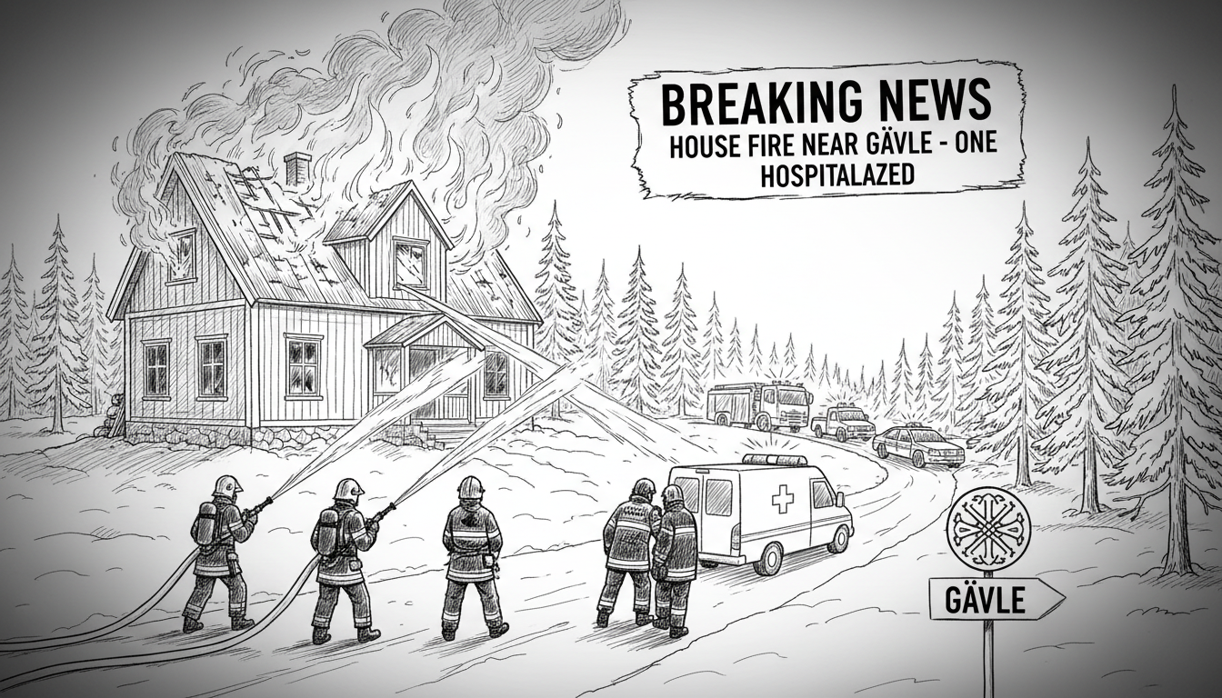 House Fire Near Gävle Sends One Person to Hospital