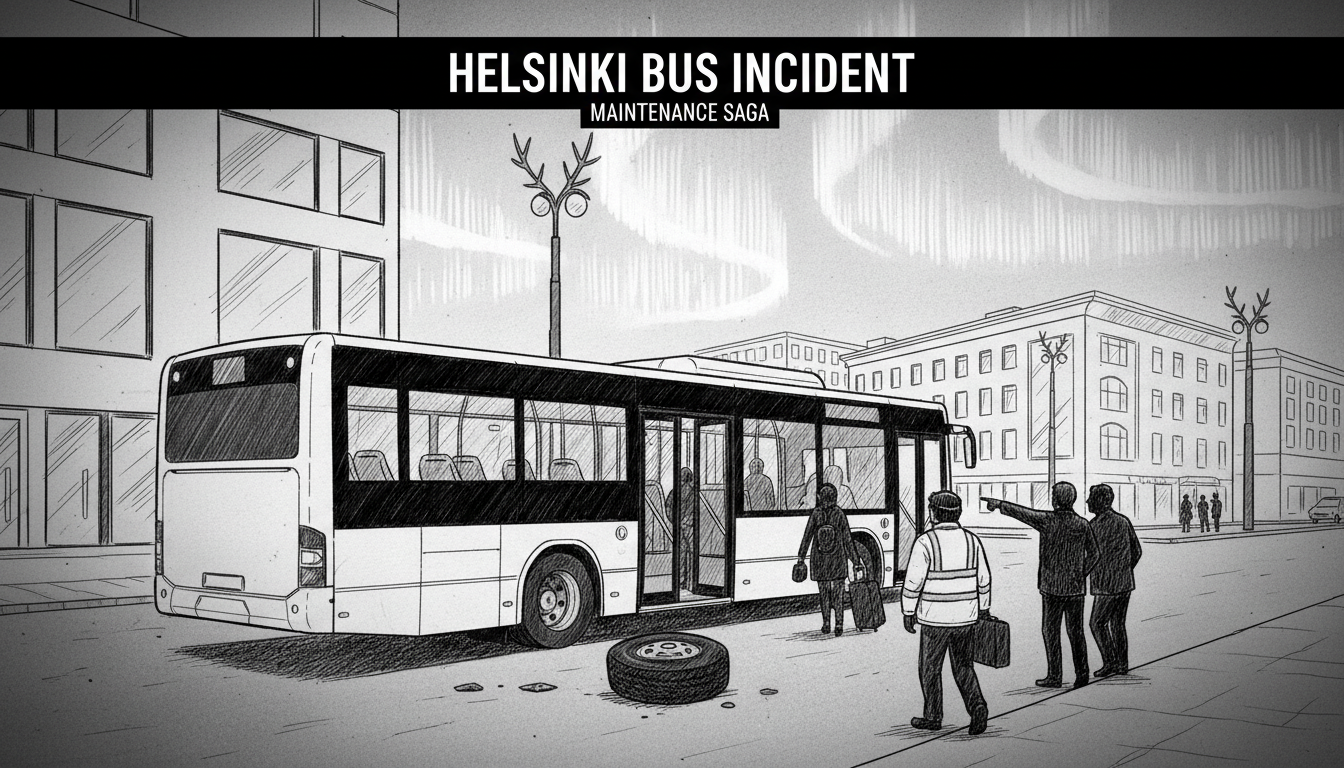 Helsinki Bus Loses Tire During City Route Operation