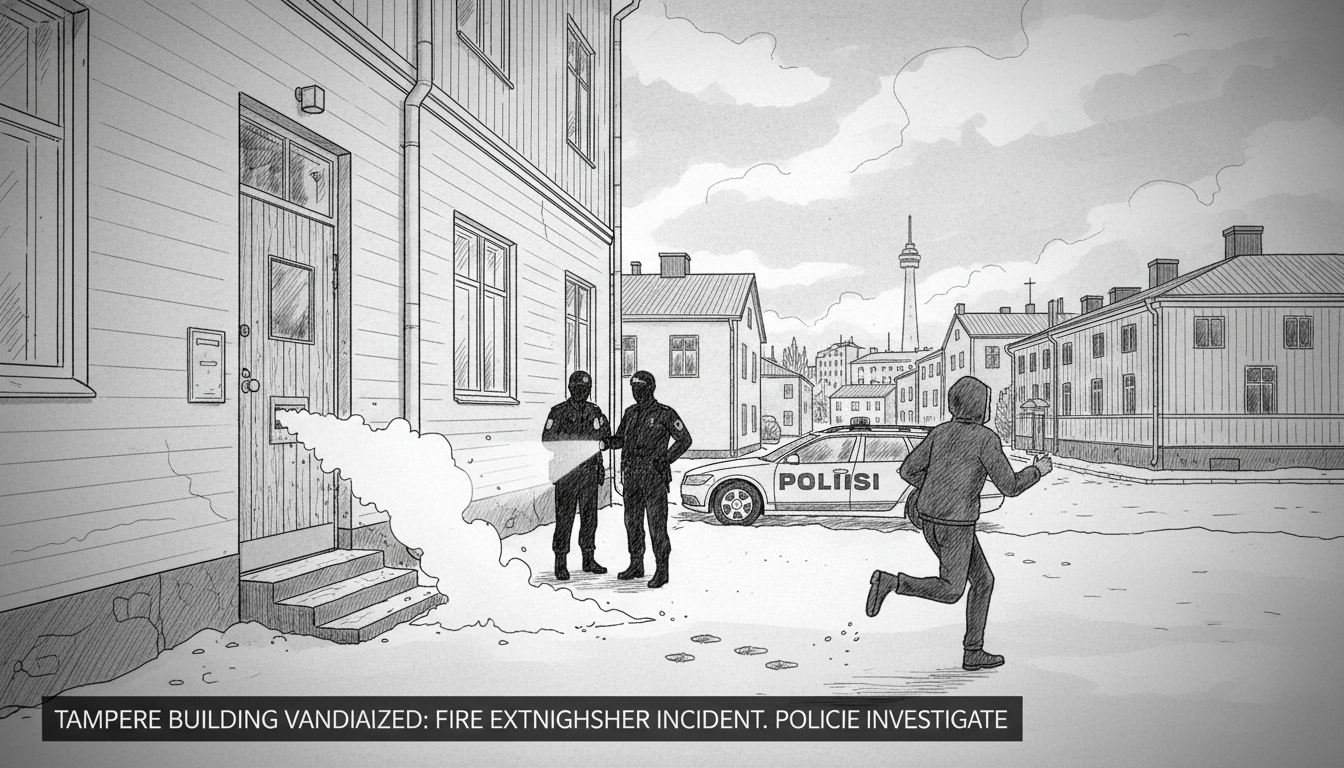 Tampere Building Vandalized with Fire Extinguisher Incident