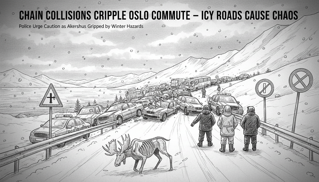 Chain Collisions Disrupt Oslo Commute as Icy Roads Grip Akershus