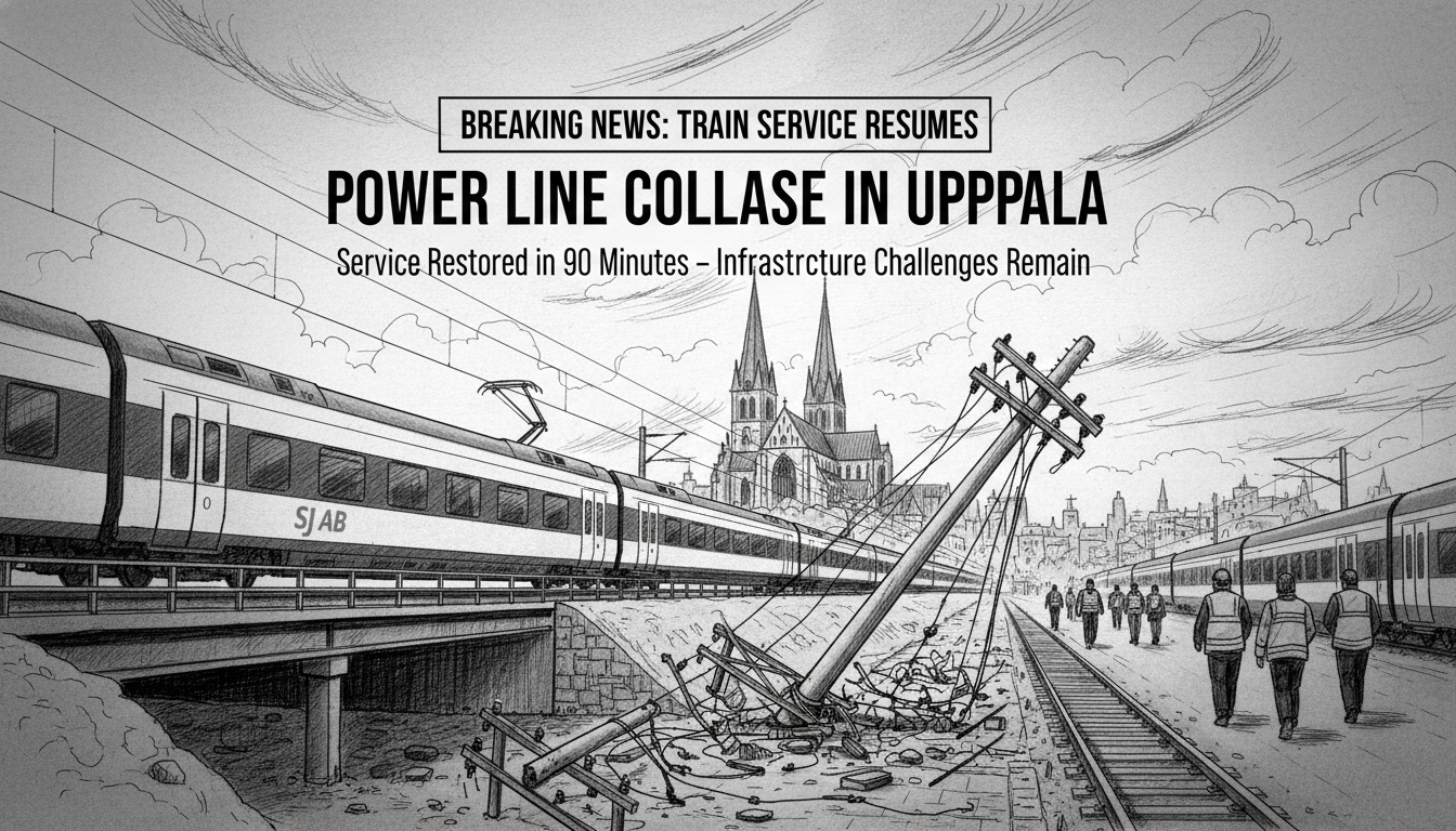 Train Service Resumes After Power Line Collapse in Uppsala