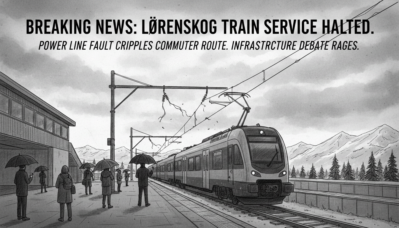 Train Service to Lørenskog Halted Due to Power Line Fault