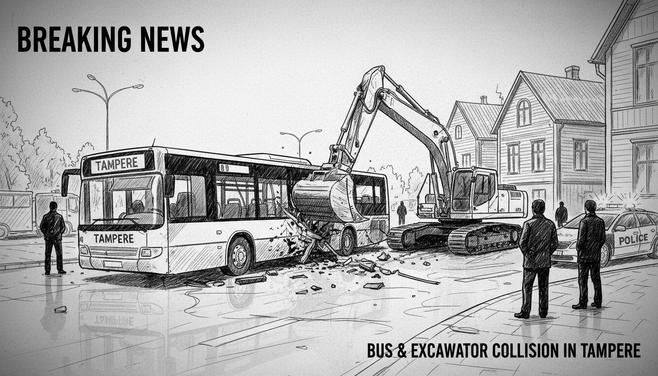 Bus and Excavator Collision in Tampere Causes Multiple Injuries