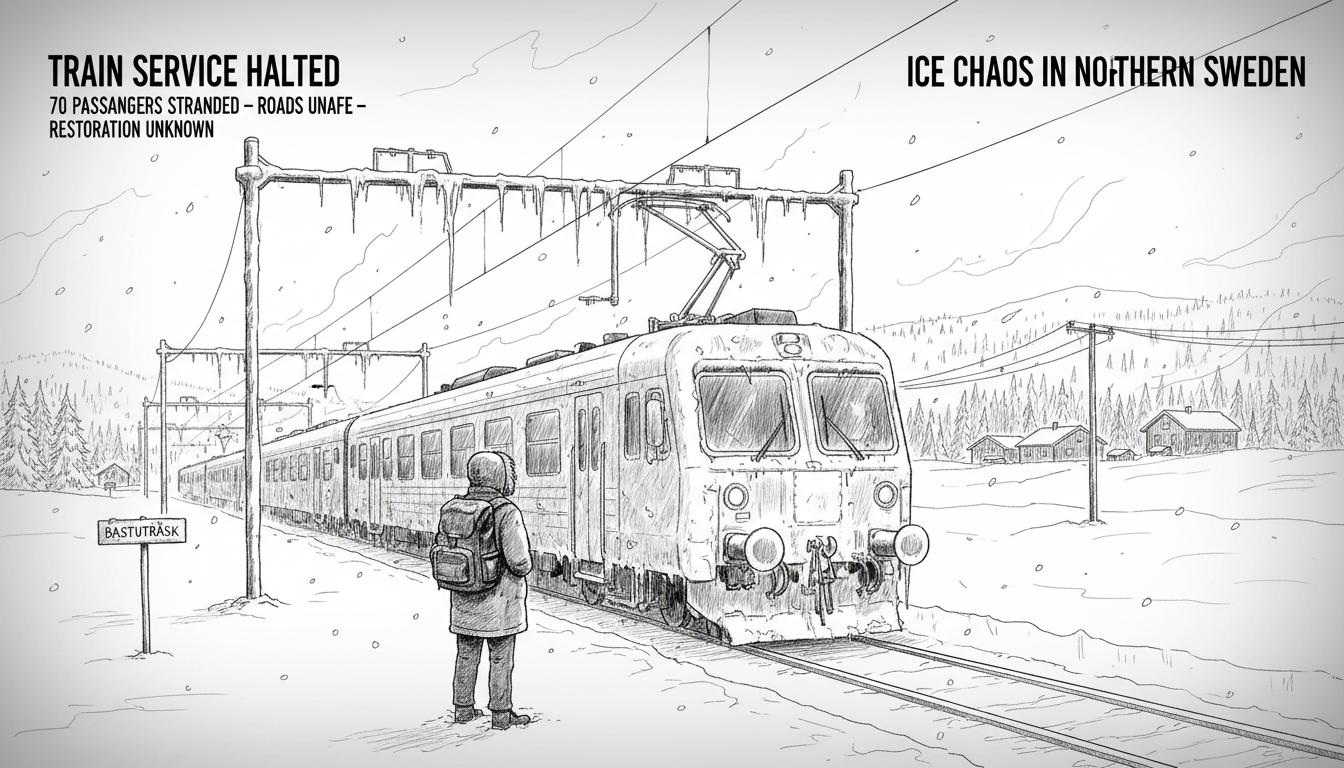 Train Service Halted by Ice Formation in Northern Sweden