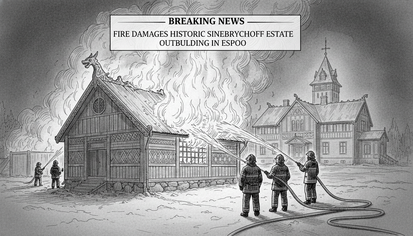 Fire Damages Historic Sinebrychoff Estate Outbuilding in Espoo