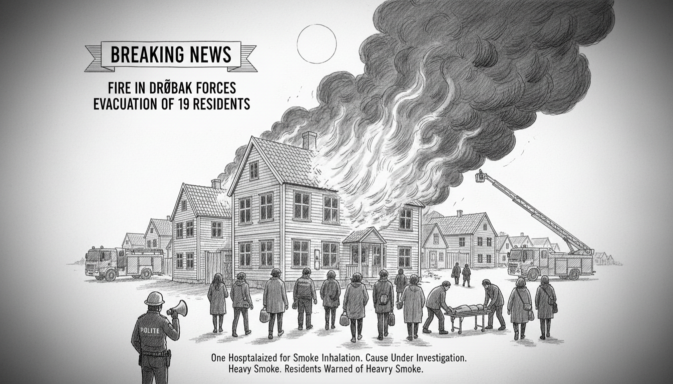 Fire in Drøbak Forces Evacuation of 19 Residents