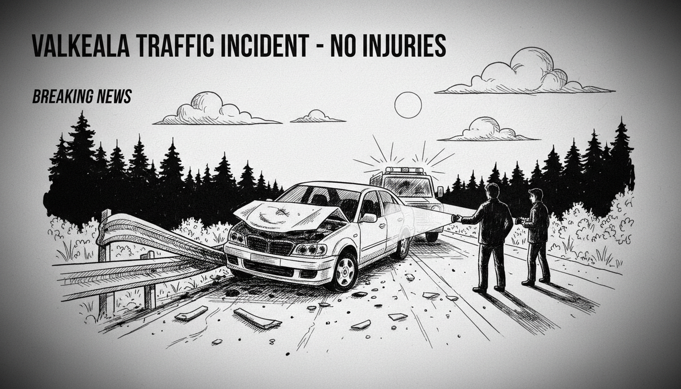 Car Hits Guardrail in Valkeala Traffic Incident