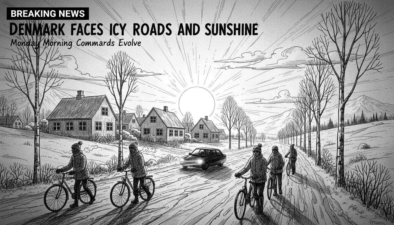 Denmark Faces Icy Roads and Sunshine on Monday Morning