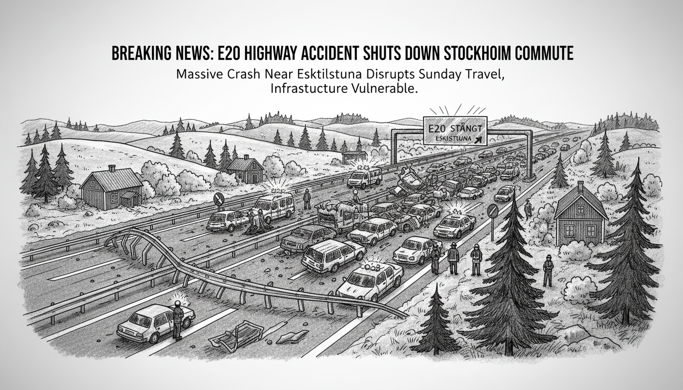 Major E20 Highway Accident Disrupts Stockholm Commute