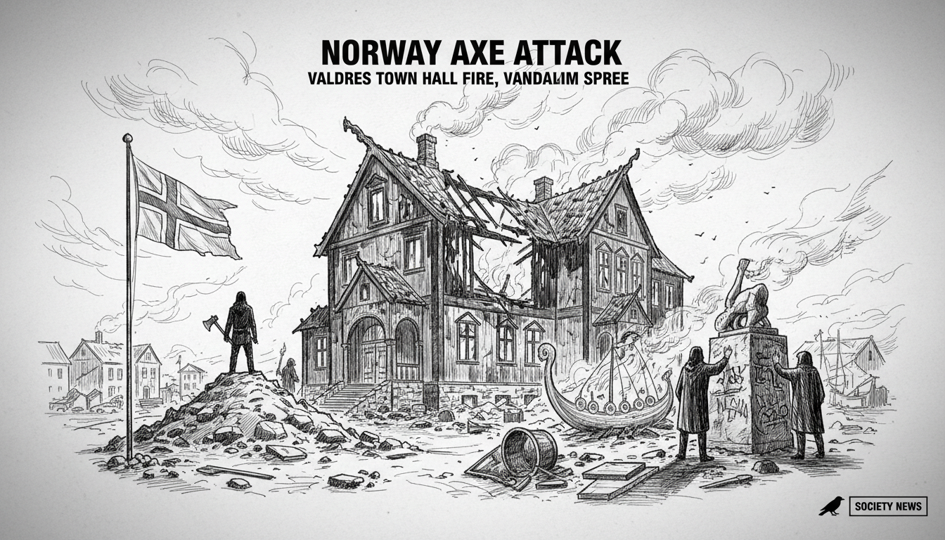 Norway Axe Attack: Valdres Town Hall Fire, Vandalism Spree