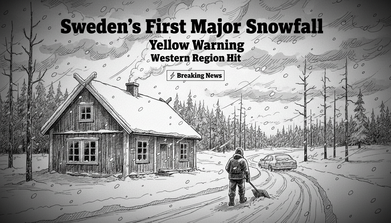 Sweden's First Major Snowfall Hits Western Region with Yellow Warning