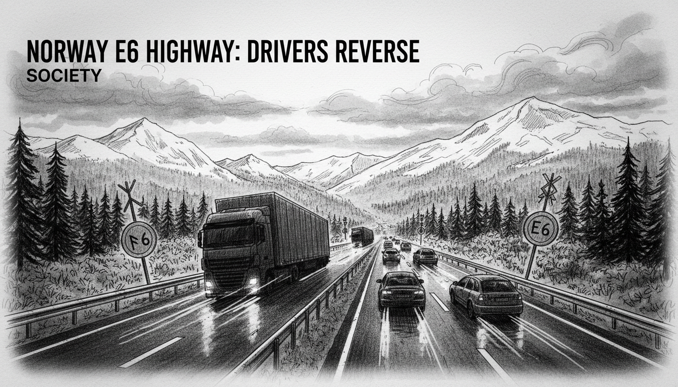 Norway E6 Highway: Drivers Reverse Against Traffic