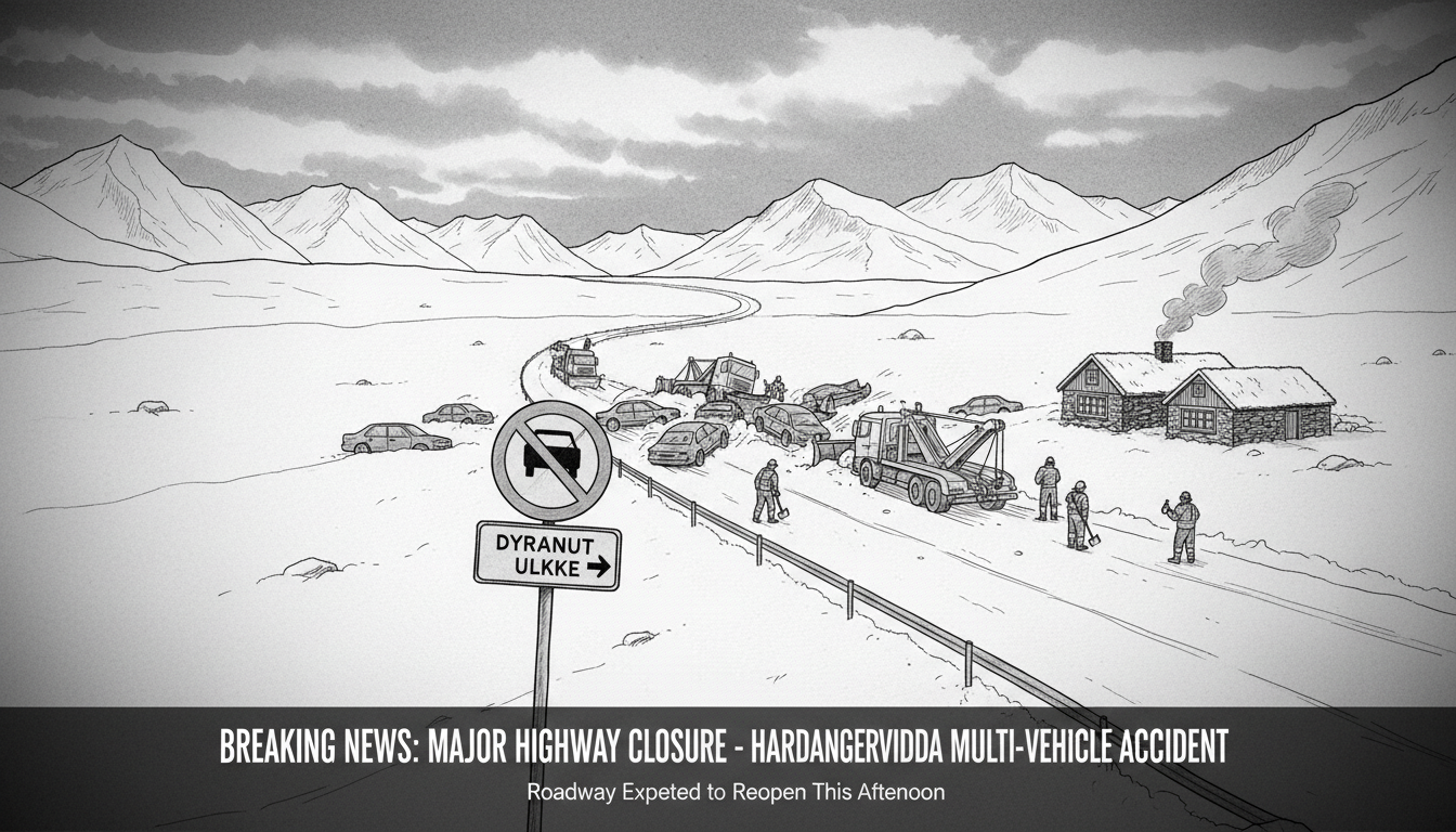 Major Highway Closure on Hardangervidda Following Multi-Vehicle Accident