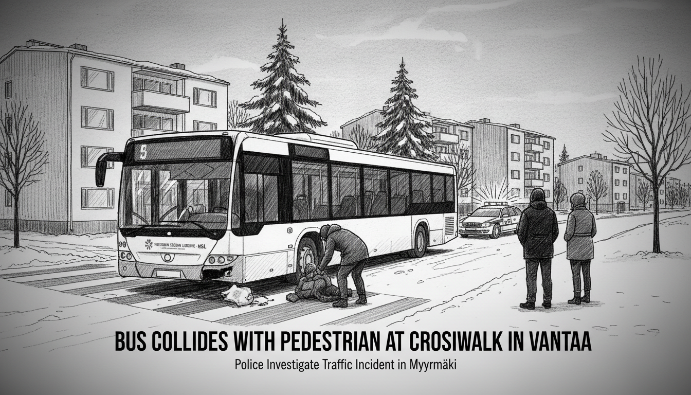 Bus Collides with Pedestrian at Crosswalk in Vantaa