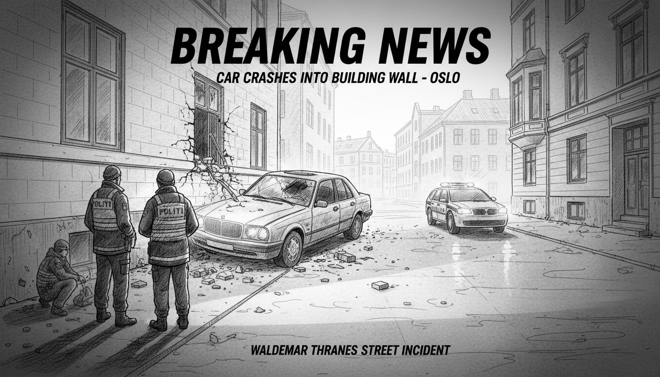 Car Crashes Into Building Wall in Oslo Neighborhood