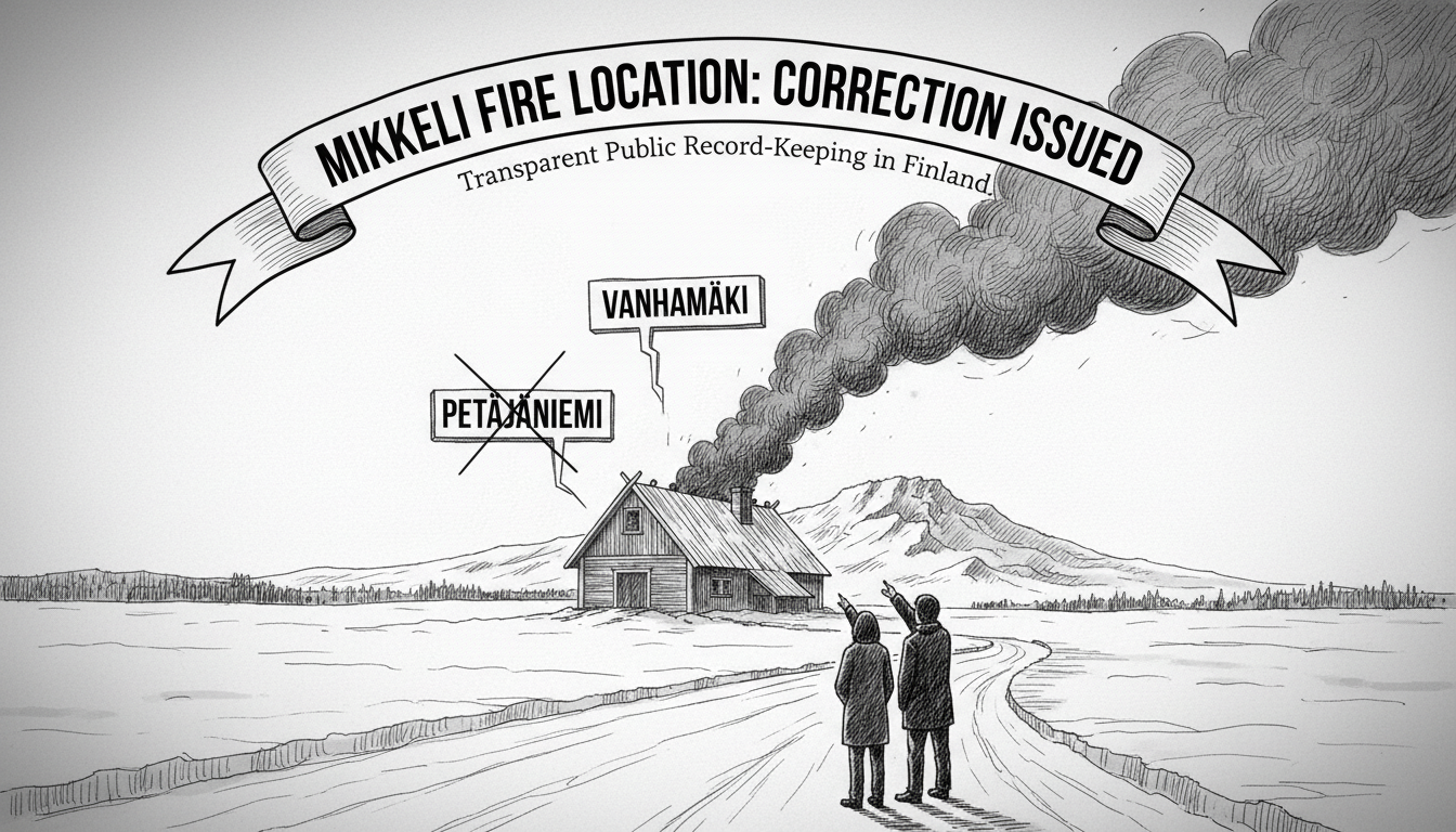 Correction Issued for Mikkeli Fire Location