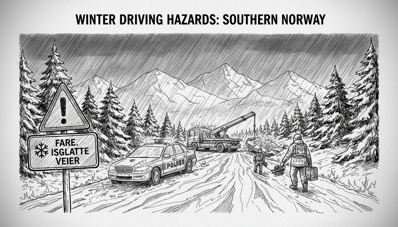 Winter Driving Hazards Prompt Safety Warnings Across Southern Norway