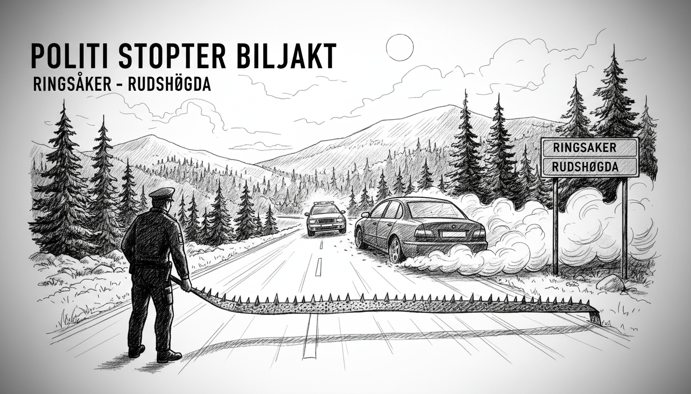 Police Use Spike Strip to Stop Fleeing Driver in Ringsaker