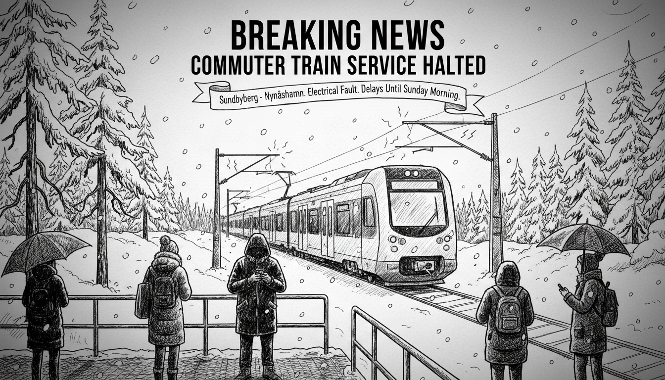 Commuter Train Service Halted Between Sundbyberg and Nynäshamn