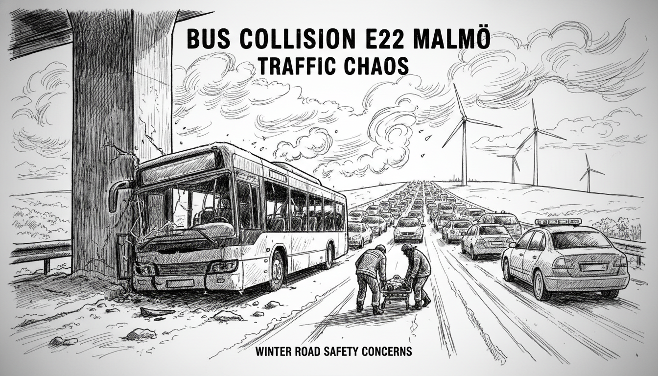 Bus Collision on Swedish Highway Causes Major Traffic Delays