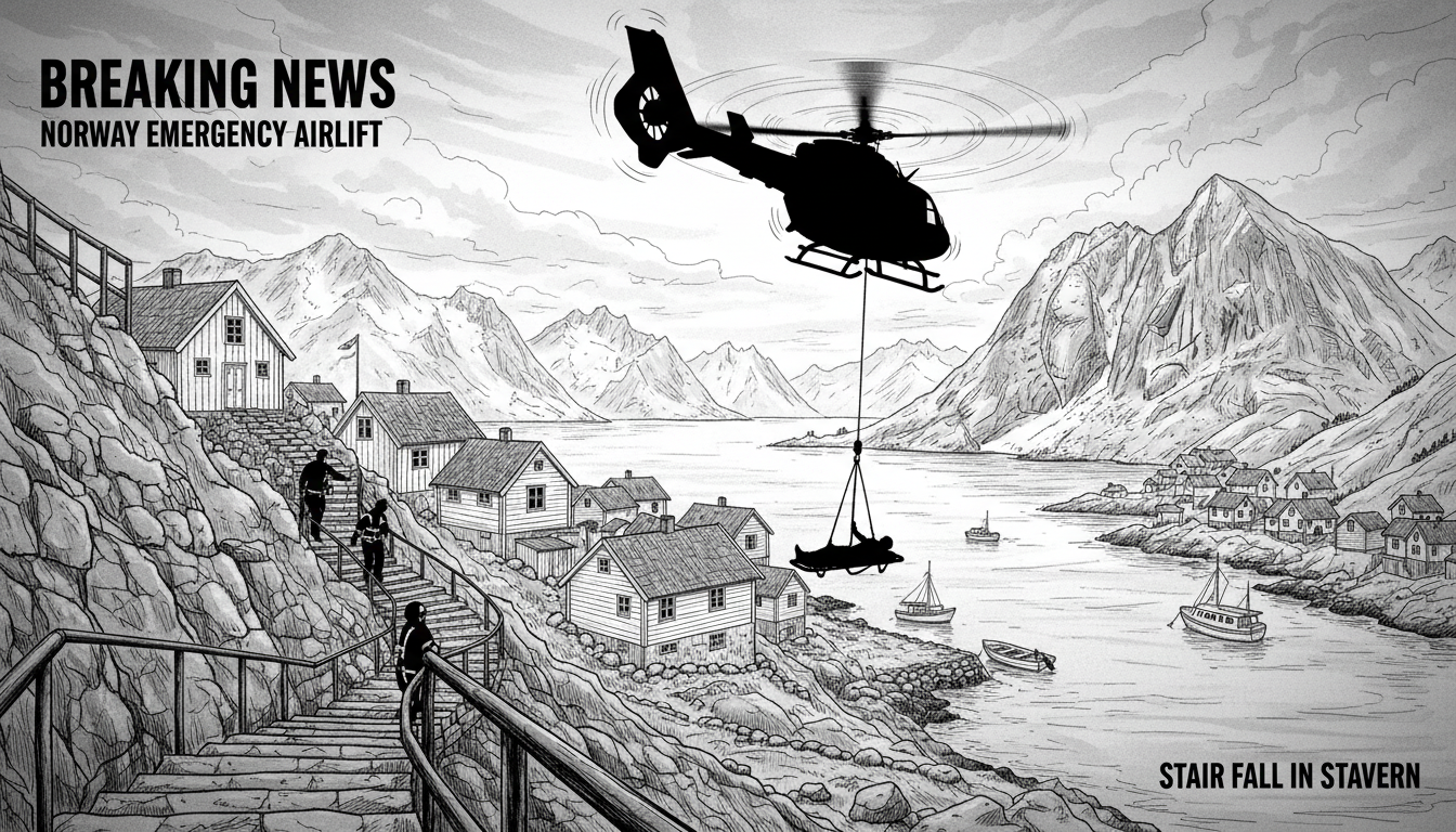Person Airlifted After Stair Fall in Norwegian Coastal Town