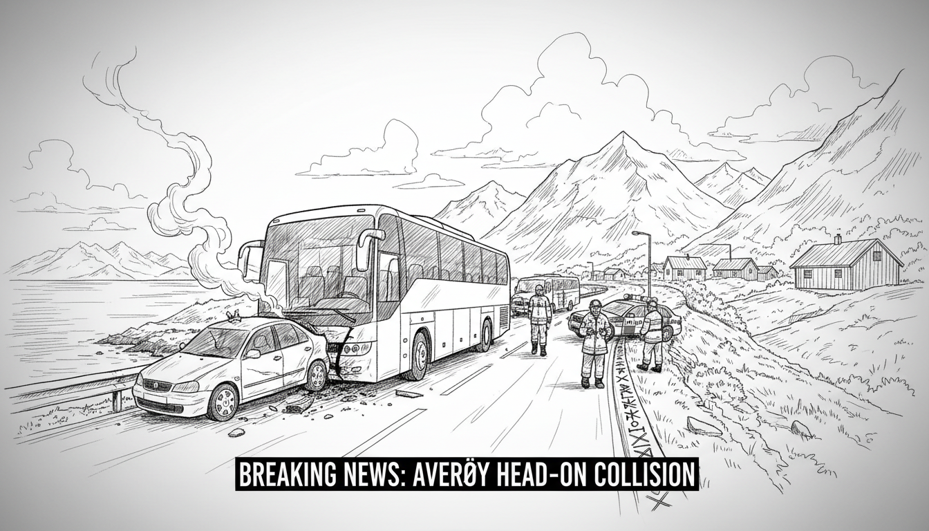Head-On Collision Between Car and Bus in Averøy