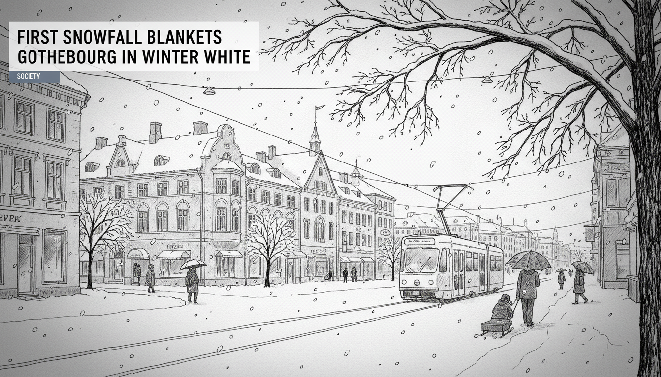 First Snowfall Blankets Gothenburg in Winter White