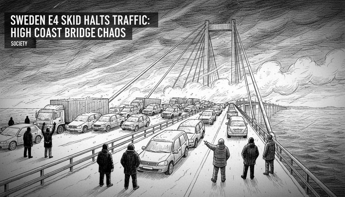 Sweden E4 Skid Halts Traffic: High Coast Bridge Chaos
