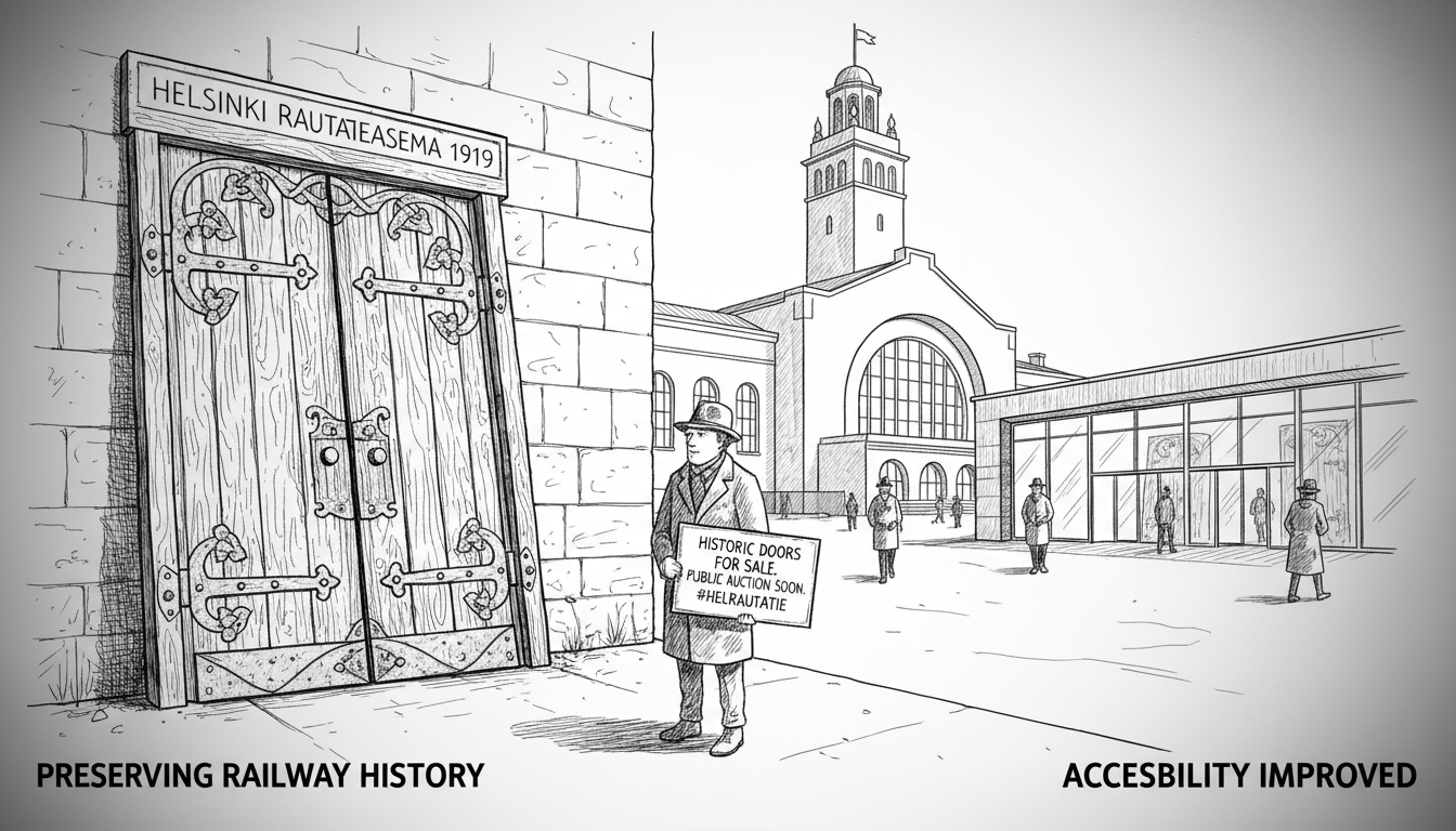Historic Helsinki Central Station Wooden Doors Head to Public Sale