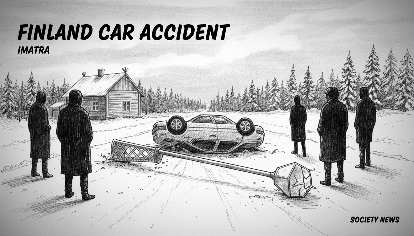 Finland Car Accident Topples Lamppost in Imatra