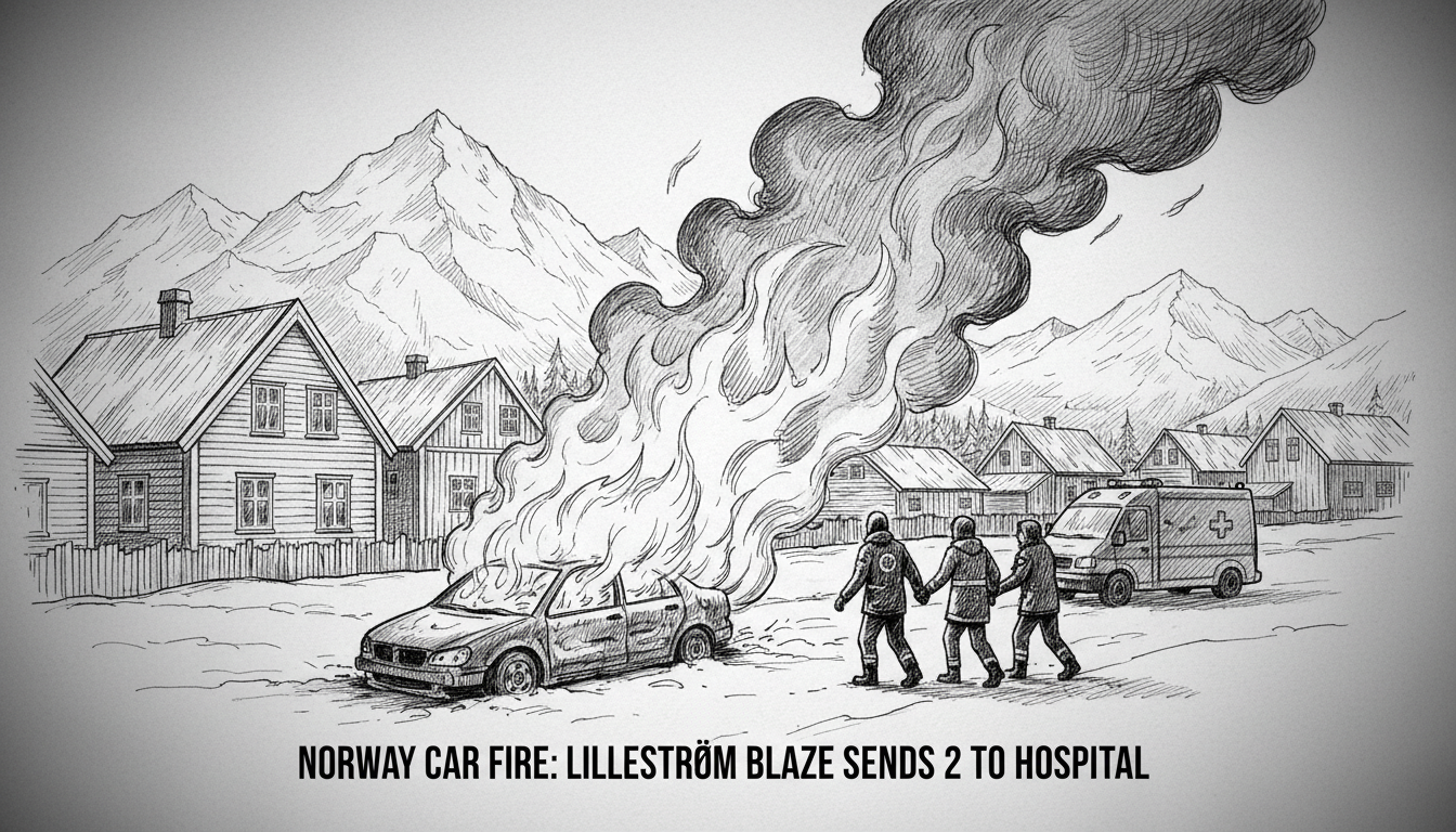 Norway Car Fire: Lillestrøm Blaze Sends 2 to Hospital
