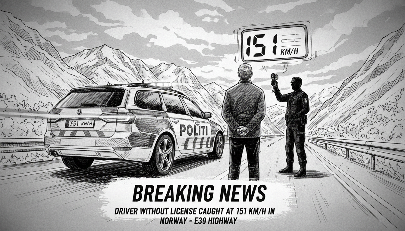 Driver Without License Caught at 151 km/h in Norway