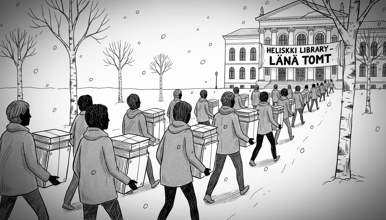 Helsinki Residents Protest Library Cuts by Borrowing Books Empty