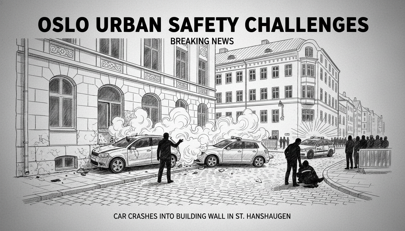 Car Crashes Into Oslo Building Wall Following Collision