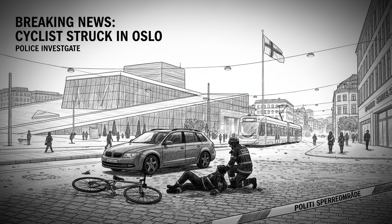 Cyclist Struck by Car in Oslo City Center