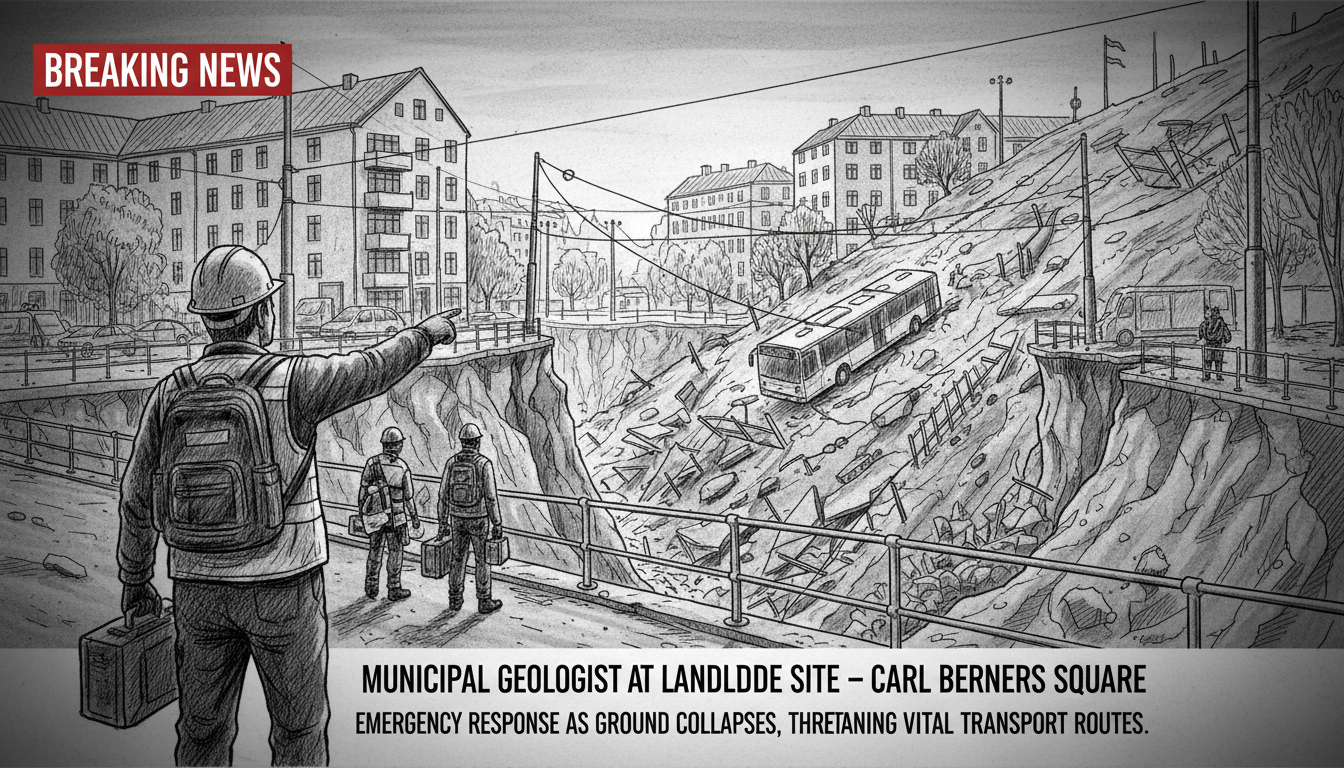 Municipal Geologist Heads to Landslide Site at Carl Berners Square